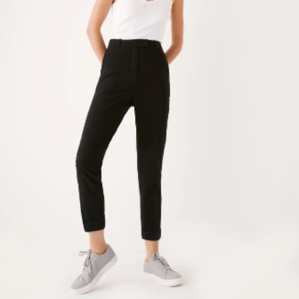 The Slim Eleanor Wool Pant in Black